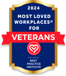 Badge Most Loved Workplaces for Veterans Best Practice Institute 2024